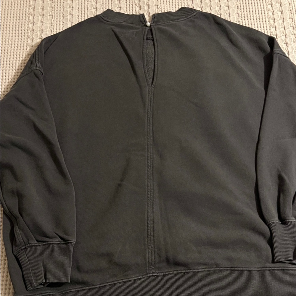 Aerie Black Sweatshirt with White Bow Design - Picture 2 of 4